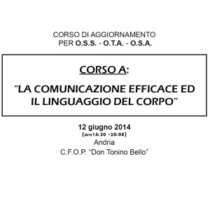 CORSO AGGIORNAMENTO PER O.S.S. – O.T.A. – O.S.A.